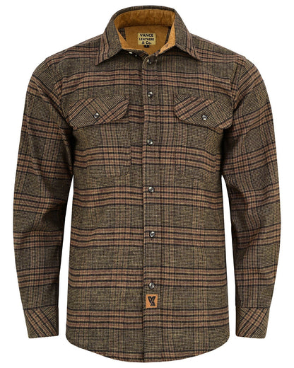 Vance Leather VB1715BRN Sequoia Men's Long Sleeve Plaid Button Down Casual Flannel Shirt, 100% Cotton, Corduroy Cuffs