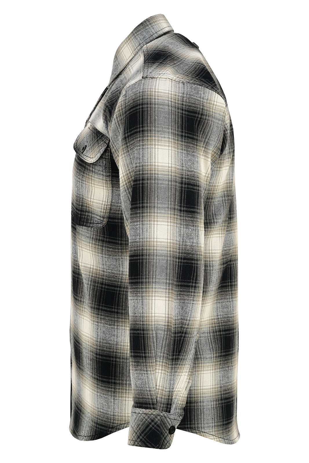 Vance Leather VB1717WGB Men's Timberwolf Long Sleeve Plaid Button Down Casual Flannel Shirt, 100% Cotton, Corduroy Cuffs