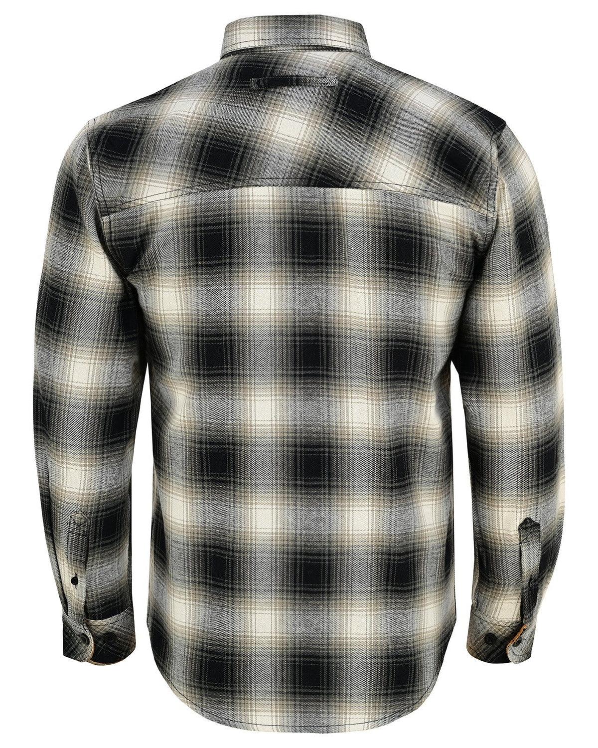 Vance Leather VB1717WGB Men's Timberwolf Long Sleeve Plaid Button Down Casual Flannel Shirt, 100% Cotton, Corduroy Cuffs