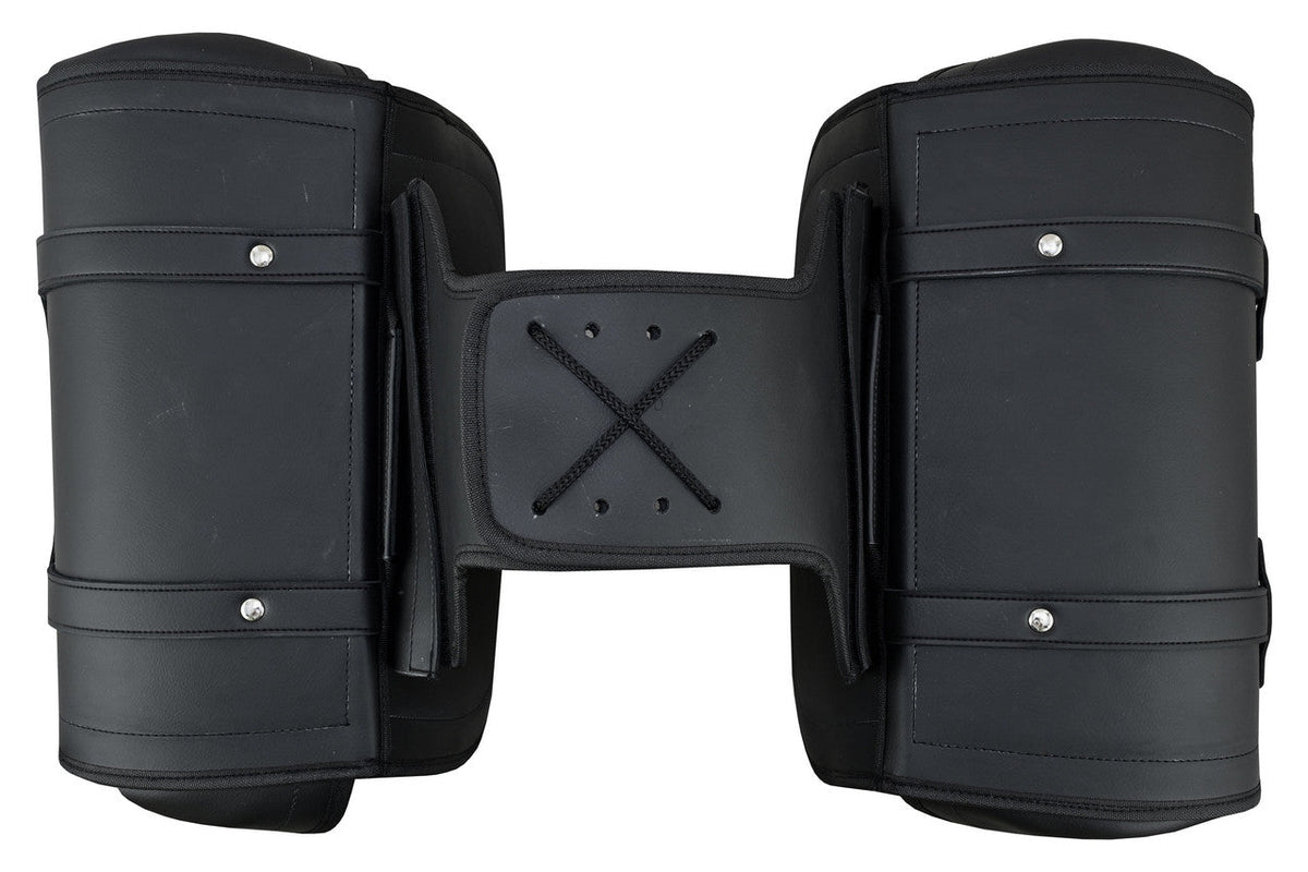 Vance Reinforced Black Plain Motorcycle Saddlebags 30L Water-Resistant Fits Honda, Yamaha, Kawasaki, Indian, and Harley-Davidson