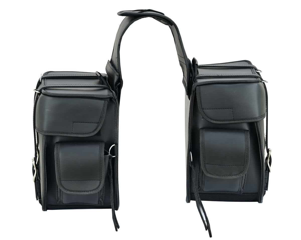 Vance Black Plain Motorcycle Saddlebags 23L Water-Resistant PVC Universal Fit for Harley Davidson Honda Yamaha Kawasaki Cruiser & Touring Bikes