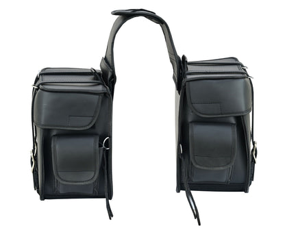 Vance Black Plain Motorcycle Saddlebags 23L Water-Resistant PVC Universal Fit for Harley Davidson Honda Yamaha Kawasaki Cruiser & Touring Bikes