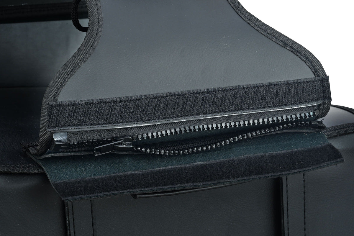 Vance Black Plain Motorcycle Saddlebags 23L Water-Resistant PVC Universal Fit for Harley Davidson Honda Yamaha Kawasaki Cruiser & Touring Bikes