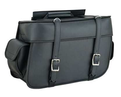 Vance Black Plain Motorcycle Saddlebags 23L Water-Resistant PVC Universal Fit for Harley Davidson Honda Yamaha Kawasaki Cruiser & Touring Bikes