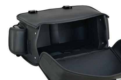 Vance Black Plain Motorcycle Saddlebags 23L Water-Resistant PVC Universal Fit for Harley Davidson Honda Yamaha Kawasaki Cruiser & Touring Bikes