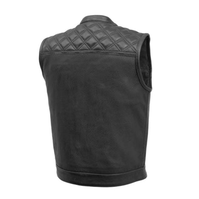 First Manufacturing Downside - Men's Motorcycle Perforated Leather Vest, Black