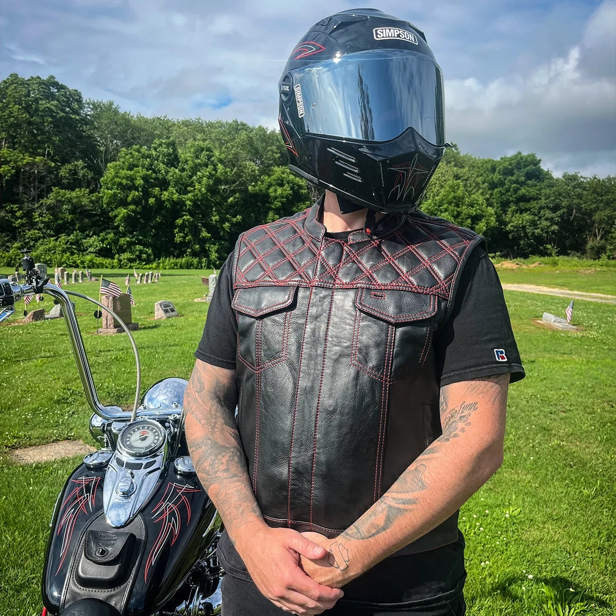 Downside Men's Motorcycle Leather Vest