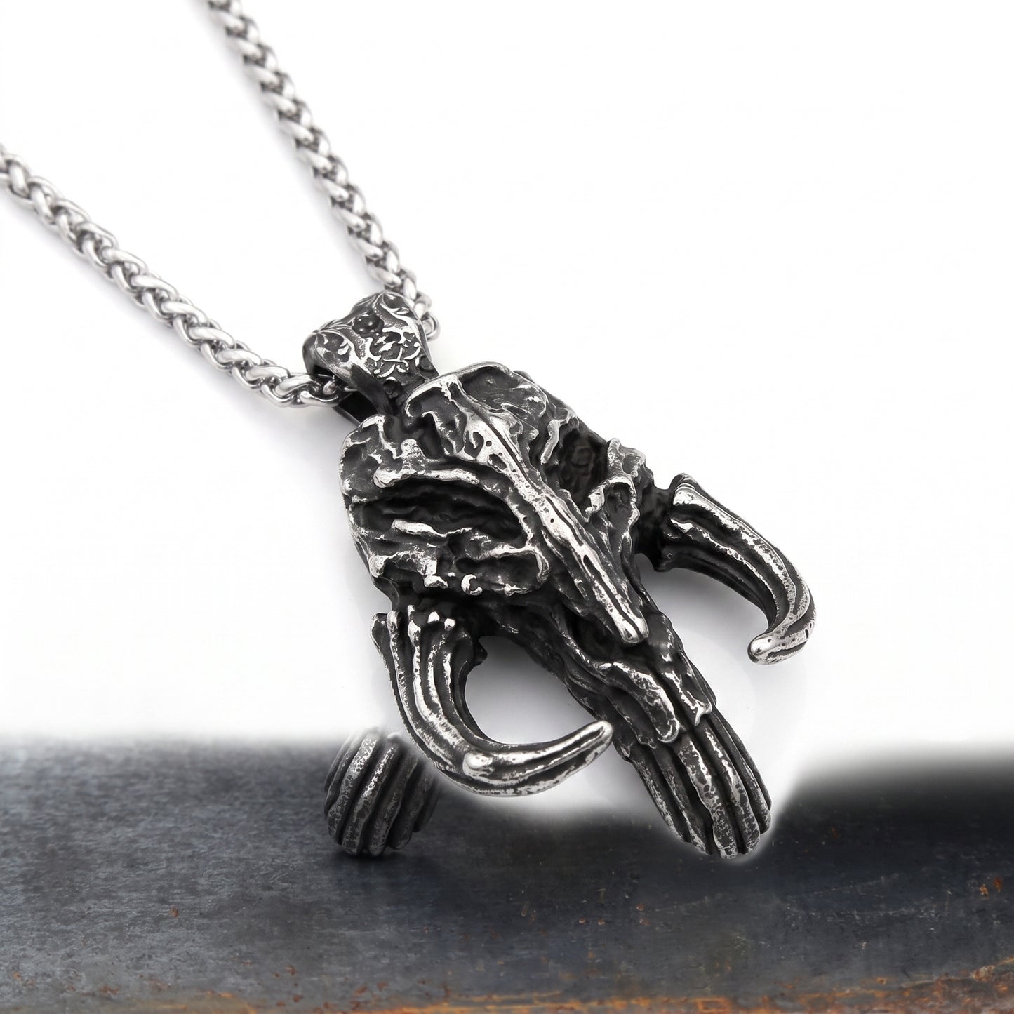 Motorcycle Accessory - Vintage 316L Stainless Steel Black Mandalorian