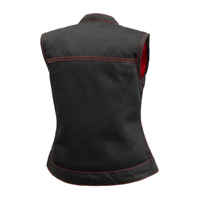 First Manufacturing Jessica - Women's Motorcycle Moto Mesh Vest, Black/Red