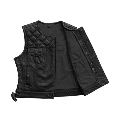 First Manufacturing Bonnie - Women's Motorcycle Perforated Leather Vest, Black