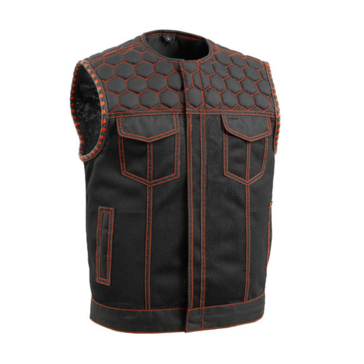 First Manufacturing Hornet - Men's Club Style Moto Mesh Vest, Black/Orange