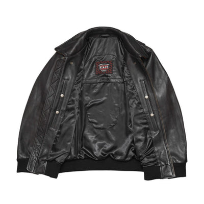 First Manufacturing Moto Bomber - Men's Leather Jacket, Black
