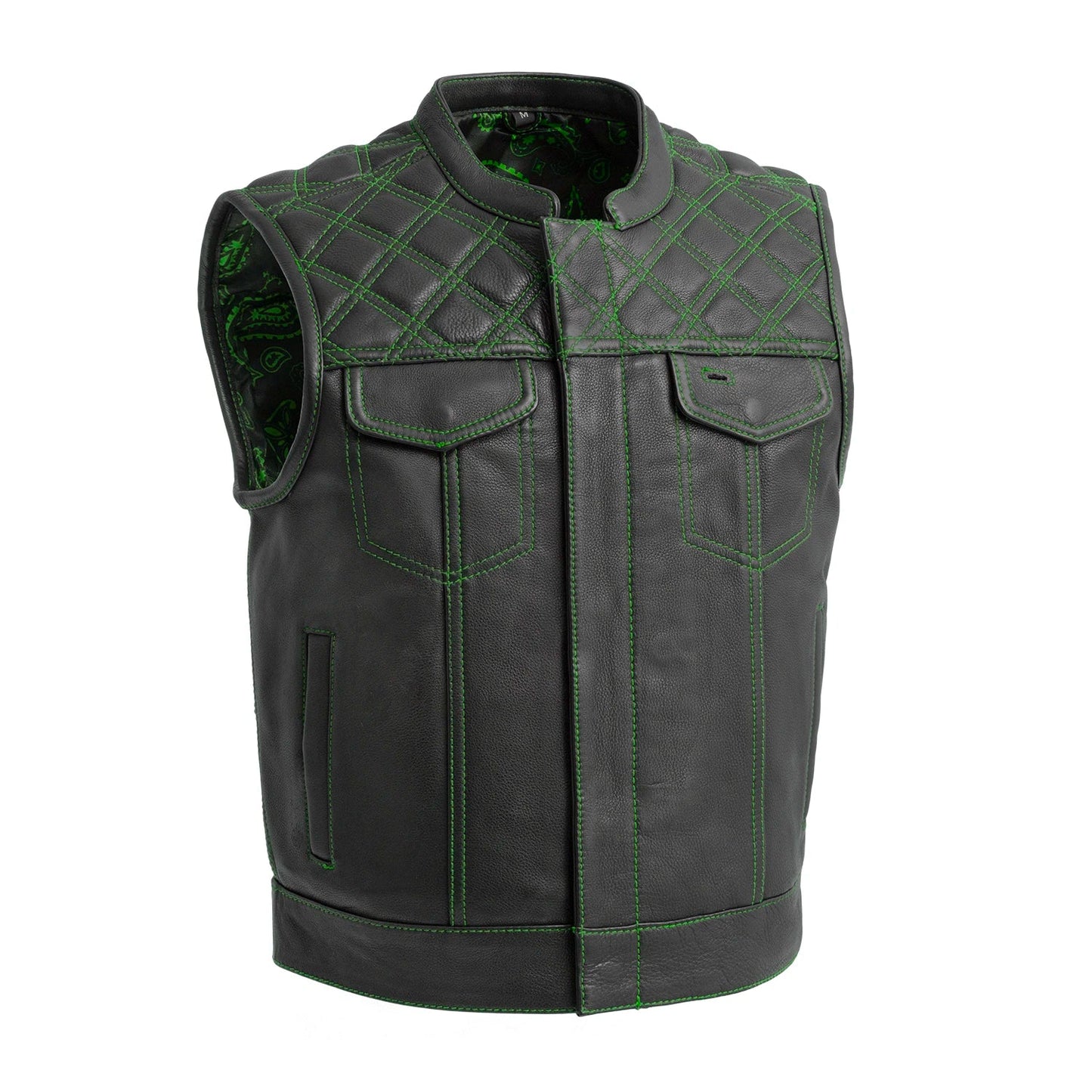 Upside Men's Club Style Leather Vest Men's Leather Vest Vests Green S