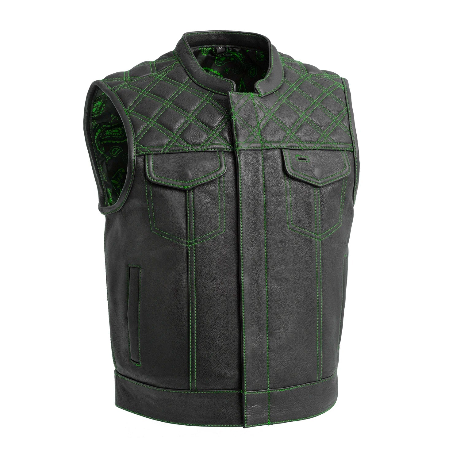 Upside Men's Club Style Leather Vest Men's Leather Vest Vests Green S