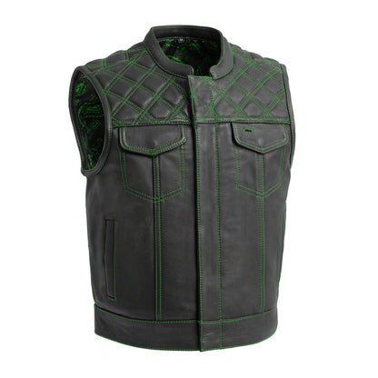 Upside Men's Club Style Leather Vest Men's Leather Vest Vests Green S