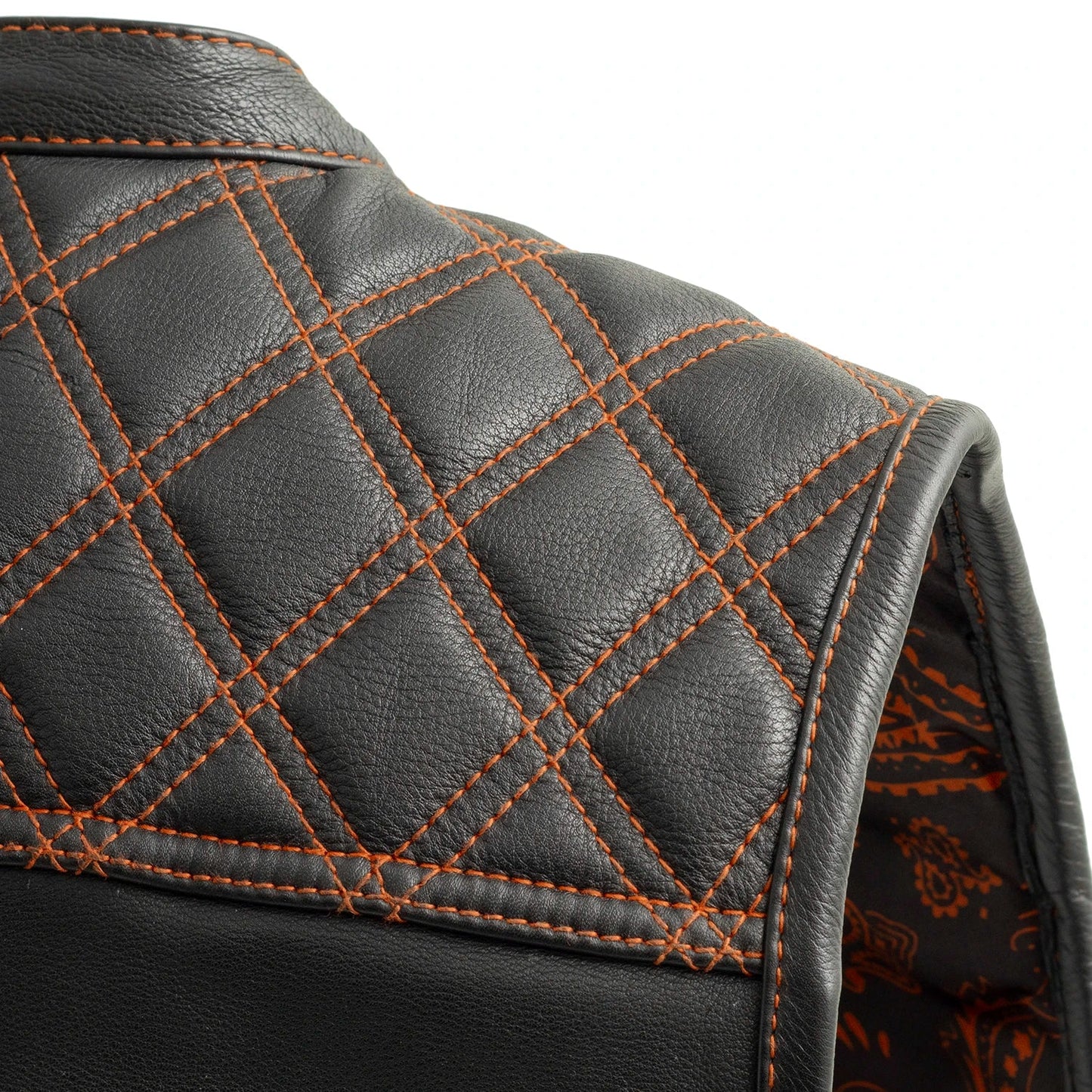 Upside Men's Club Style Leather Vest Orange and Green Men's Leather Vest Vests