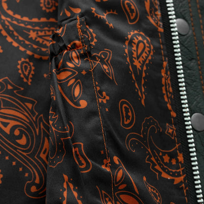 Upside Men's Club Style Leather Vest Orange and Green Men's Leather Vest Vests