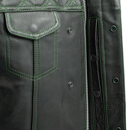 Downside Men's Motorcycle Leather Vest Men's Leather Vest Vests