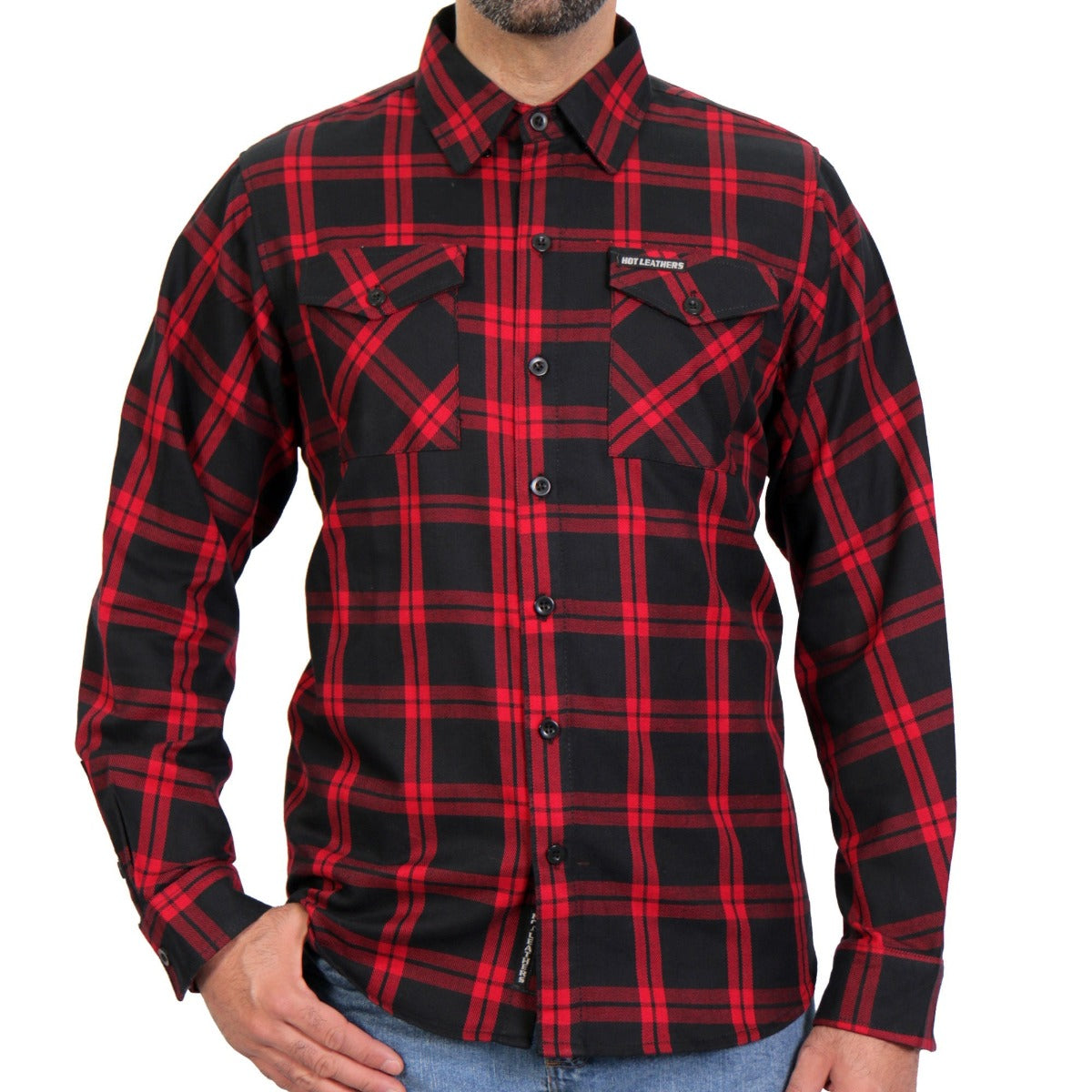 Hot Leathers Men's Red And Black Long Sleeve Flannel