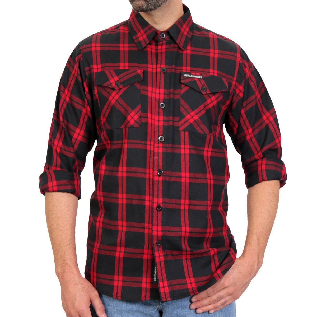 Hot Leathers Men's Red And Black Long Sleeve Flannel