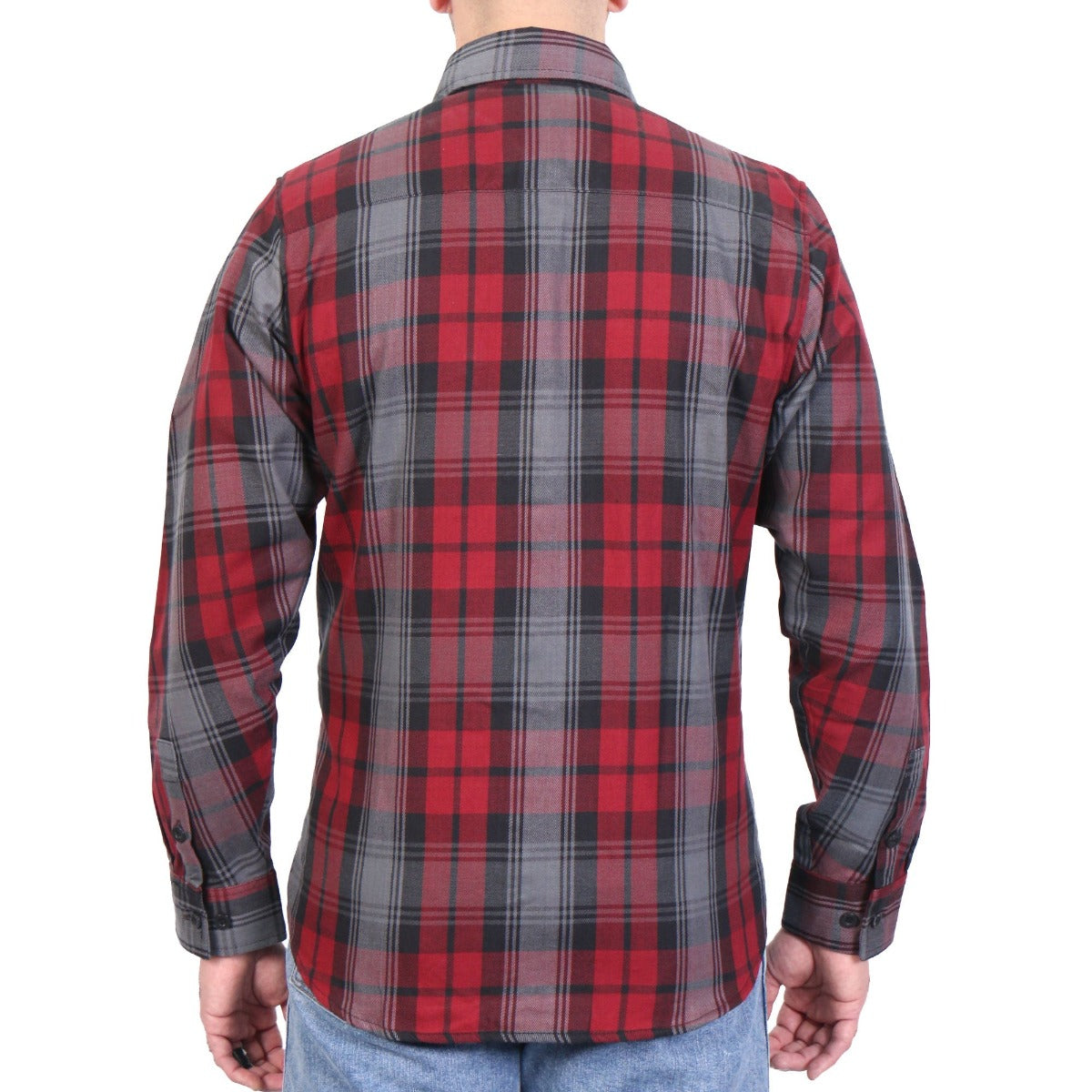 Hot Leathers Men's Black, Gray and Red Long Sleeve Flannel