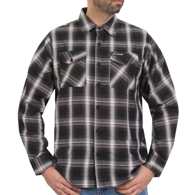 Hot Leathers Men's Long Sleeve Black And White Flannel