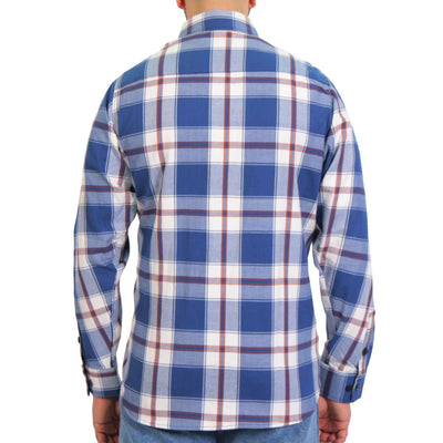 Hot Leathers Men's Blue White & Red Long Sleeve Flannel