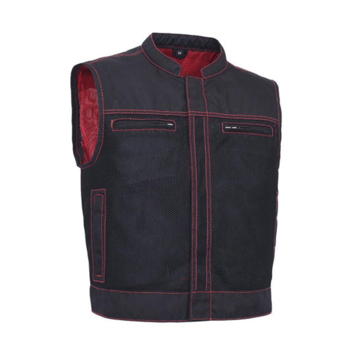 First Manufacturing Lowrider - Men's Motorcycle Moto Mesh Vest, Black/Red