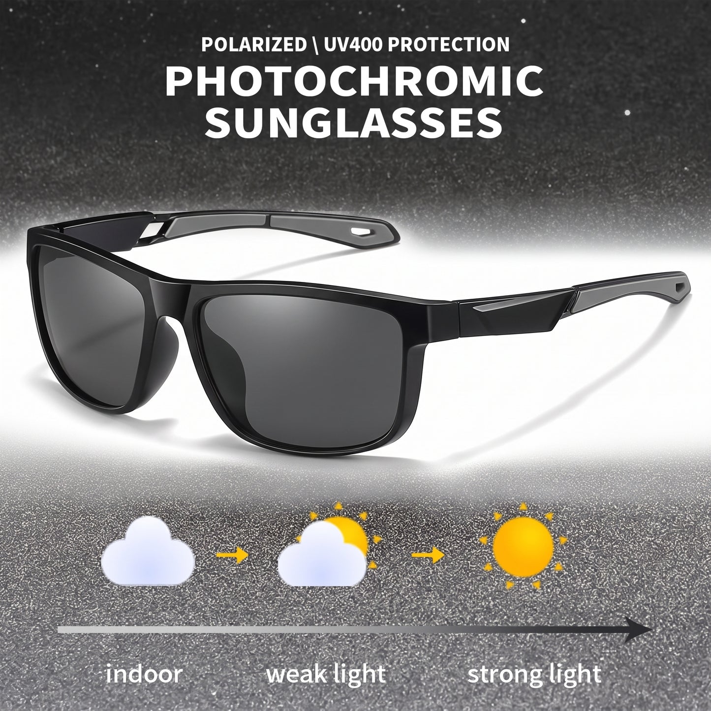 Motorcycle Accessory - Photochromic Polarized Sports Vintage Sunglasse