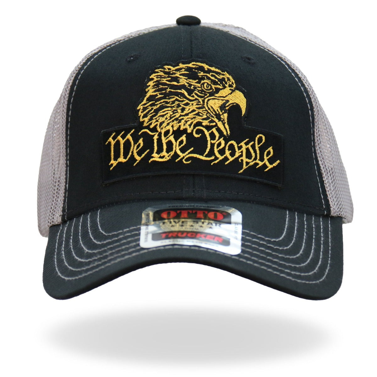 Hot Leather We The People Eagle Trucker Hat