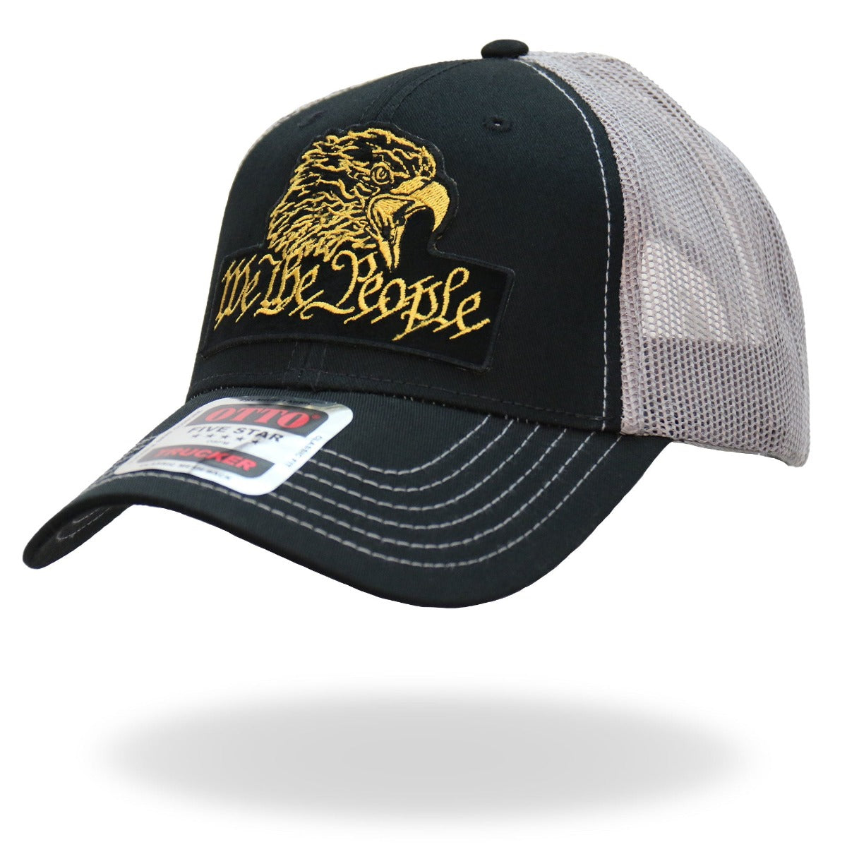 Hot Leather We The People Eagle Trucker Hat