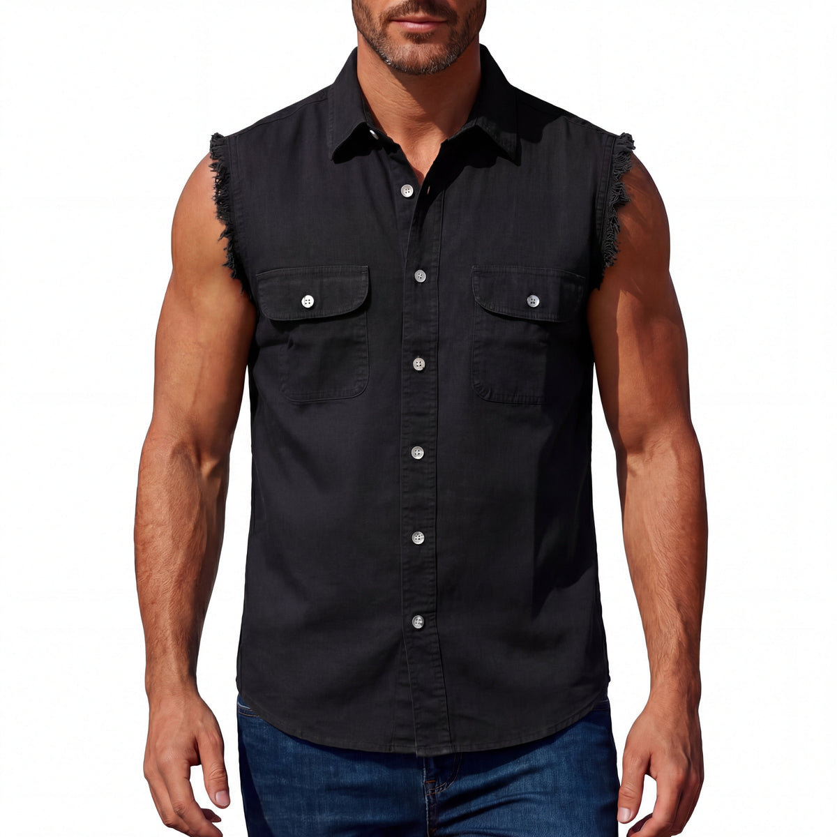 Mens Cutoffs Black Shirt