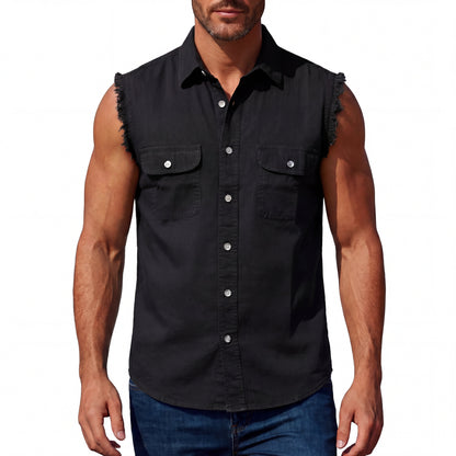 Mens Cutoffs Black Shirt