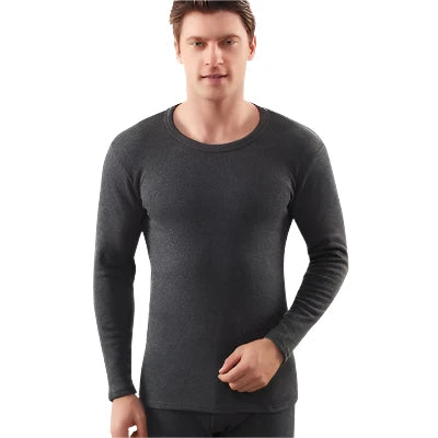 Alr™ Men's Thermal Underwear Set - Fleece-Lined Cotton Long Johns, Dark Gray