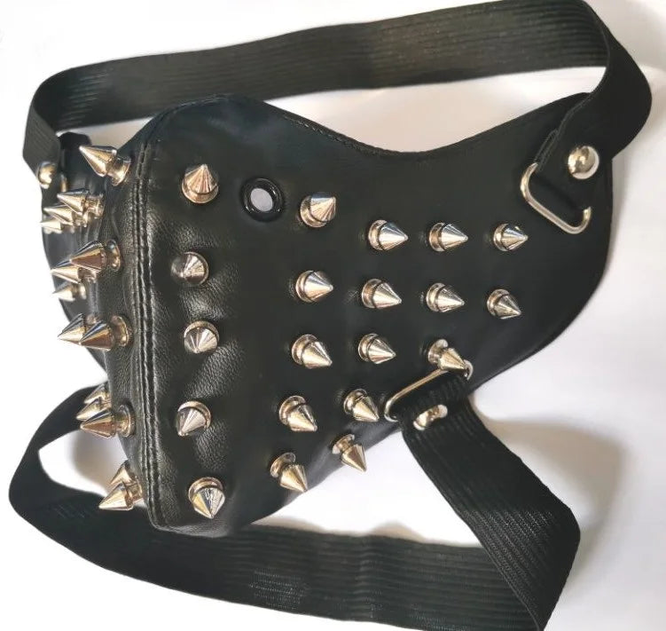 Leather Motorcycle Punk Rivets Face Masks