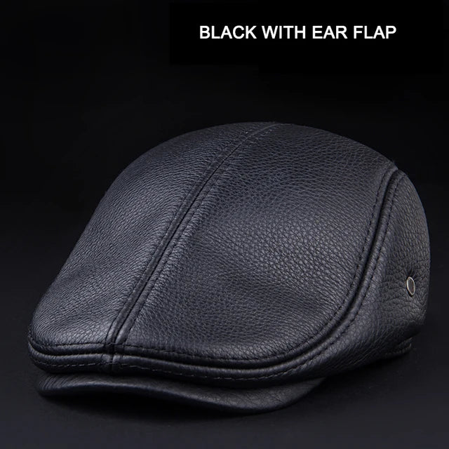 ALR™ Cowhide Leather Hat – Winter Beret