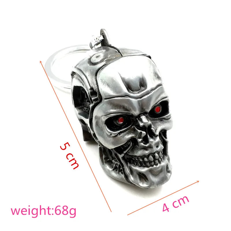 Movie Terminator 3D Skull Head Keychain Men Women Fashion Pendant Vintage Charm Key Ring Souvenir Accessories Gift Wholesale