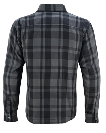 Mens Armored Motorcycle Flannel Shirt, Armor Reinforced with Kevlar by DuPont