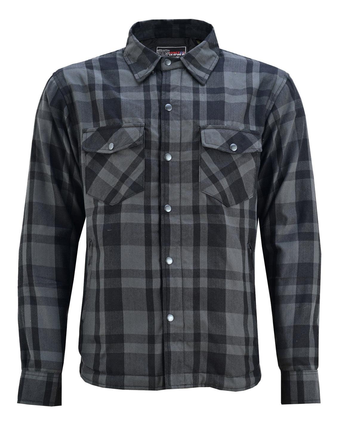 Mens Armored Motorcycle Flannel Shirt, Armor Reinforced with Kevlar by DuPont