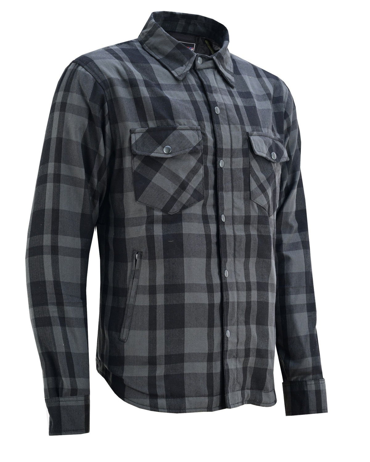 Mens Armored Motorcycle Flannel Shirt, Armor Reinforced with Kevlar by DuPont