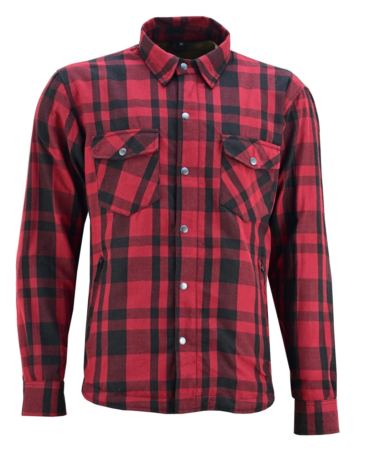 Mens Armored Motorcycle Flannel Shirt, Armor Reinforced with Kevlar by DuPont