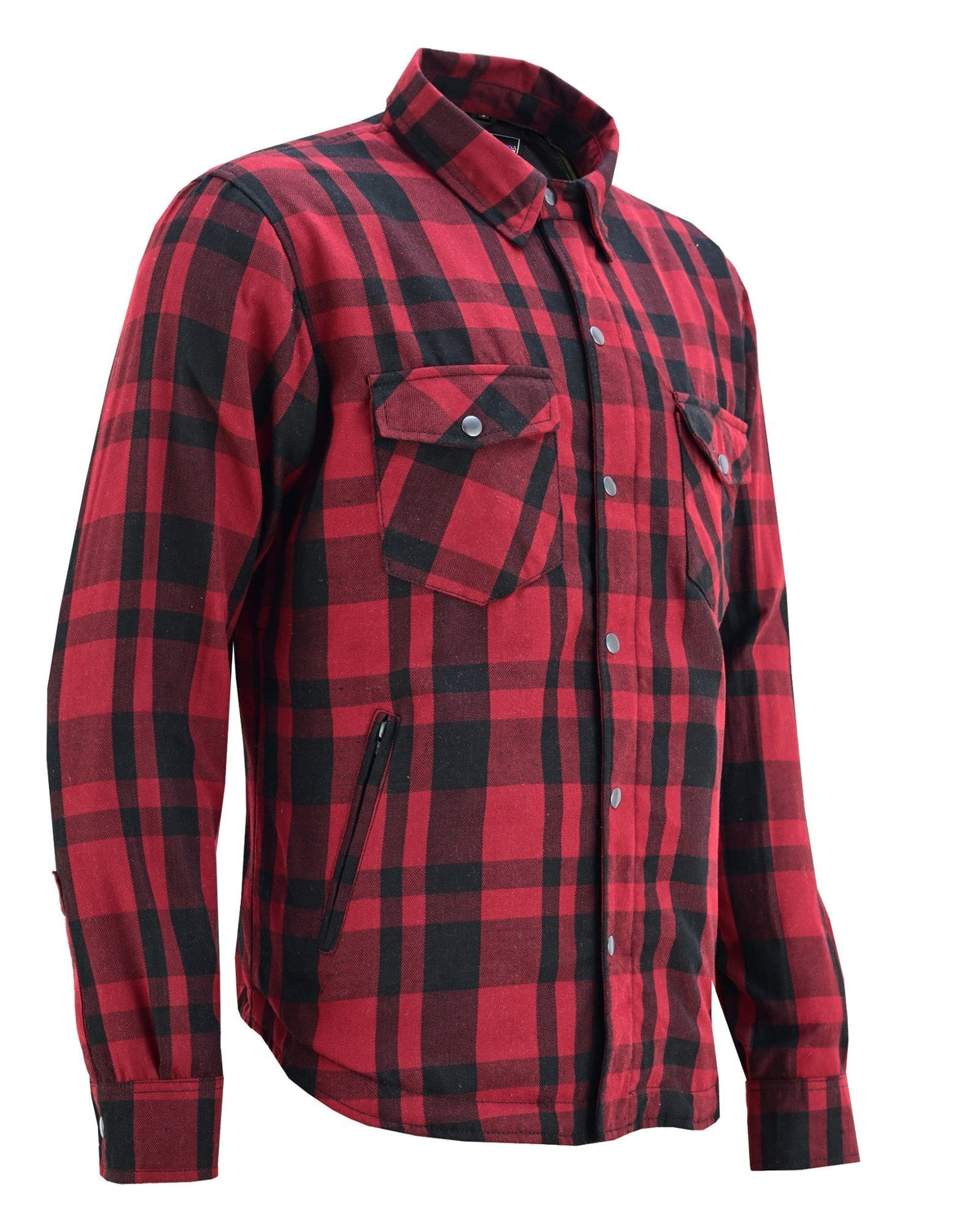 Mens Armored Motorcycle Flannel Shirt, Armor Reinforced with Kevlar by DuPont