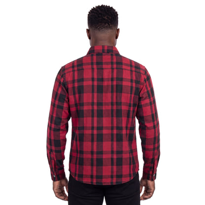 Mens Armored Motorcycle Flannel Shirt, Armor Reinforced with Kevlar by DuPont