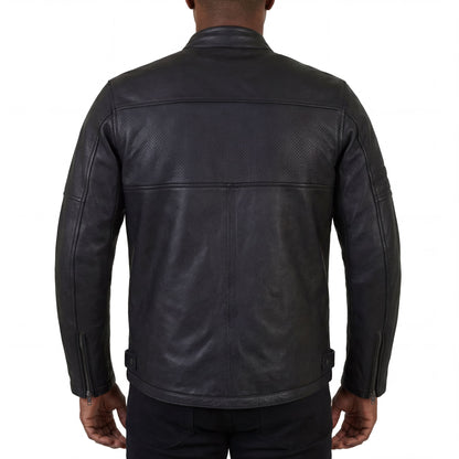 High Mileage Mens Premium Commuter Cafe Racer Motorcycle Leather Jacket with Removeable CE Armor