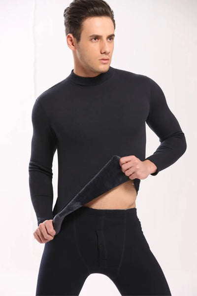 Alr™ Men's Thermal Underwear Set - Fleece-Lined Cotton Long Johns, Dark Gray