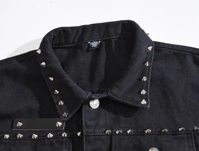 Alr™ Men's Black Vintage Denim Vest with Rivet Details