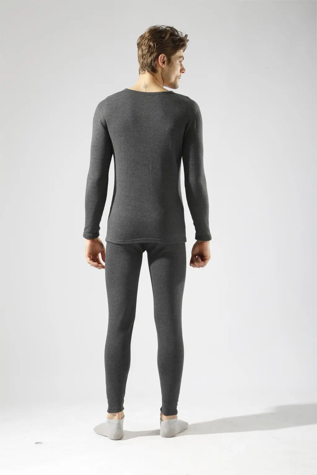 Alr™ Men's Thermal Underwear Set - Fleece-Lined Cotton Long Johns, Dark Gray