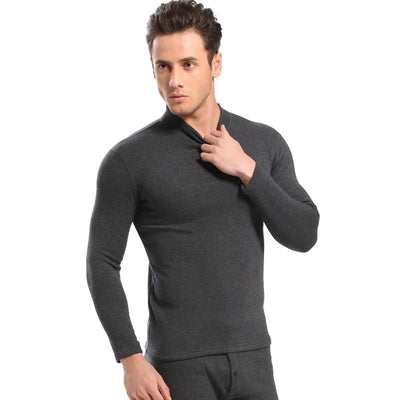 Alr™ Men's Thermal Underwear Set - Fleece-Lined Cotton Long Johns, Dark Gray