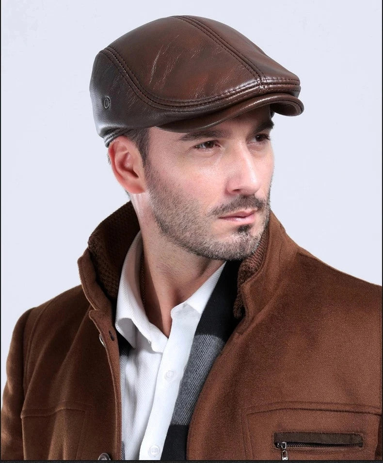 ALR™ Cowhide Leather Hat – Winter Beret