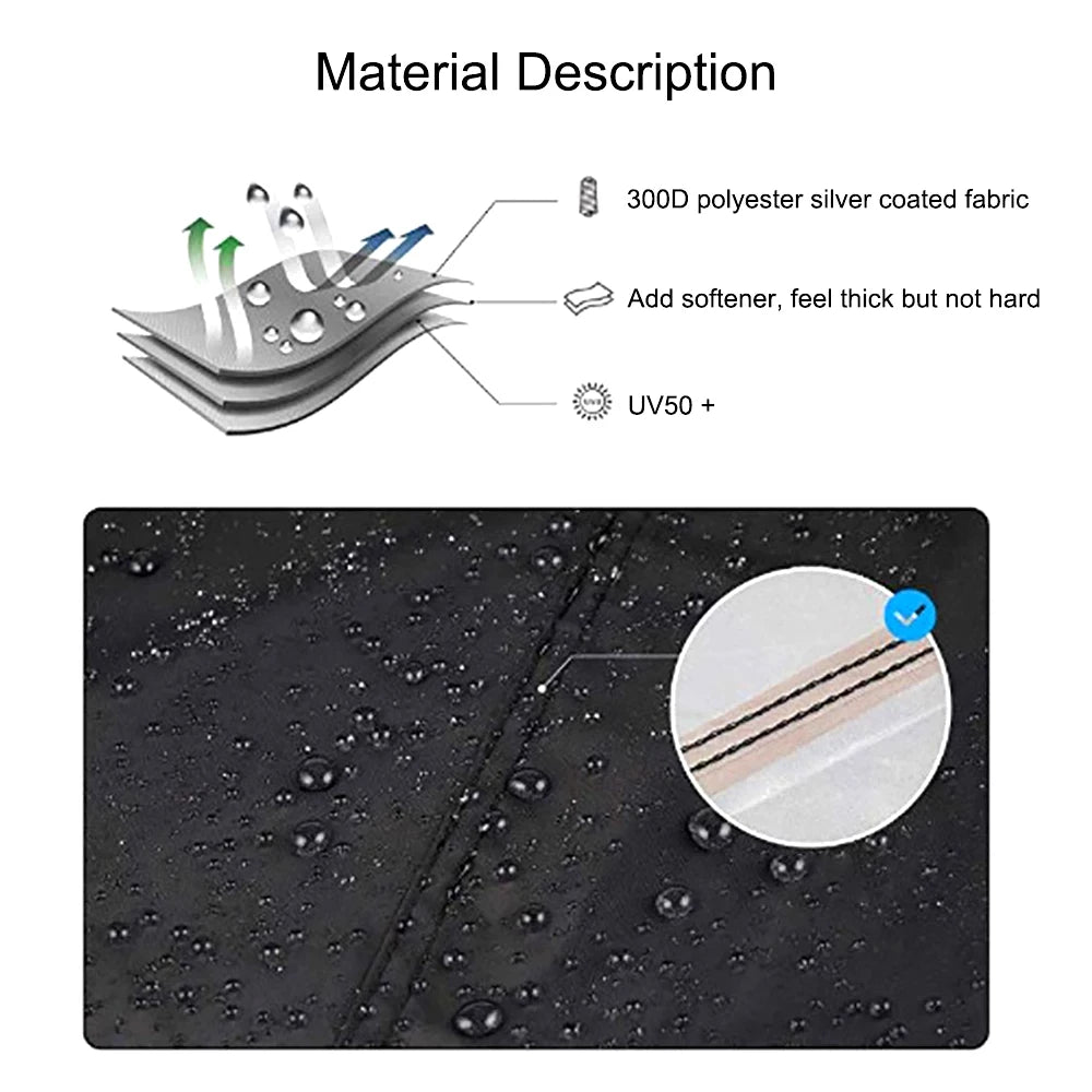 Waterproof Motorcycle Cover - Thick Covers Black Dust Rain